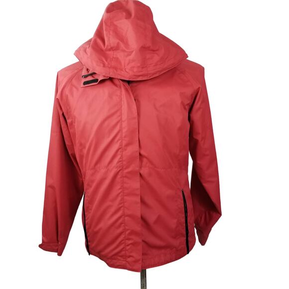 Eddie Bauer Red Zip Up Hooded Wind Breaker Jacket Lined Pockets MINT Size M - Picture 3 of 9